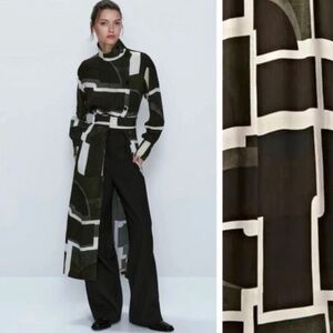 Massimo Dutti Geometric Print Midi Dress Size 6